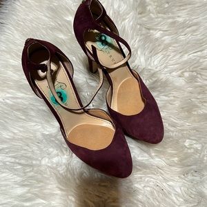 Burgundy/wine colored platform heels.  Worn once like new.